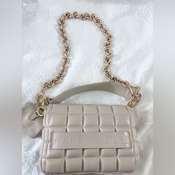 Naked Wolfe Cream Quilted Shoulder Bag